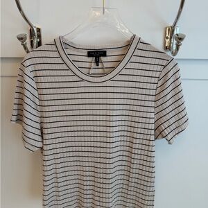 rag & bone Beige and Black Striped Tee